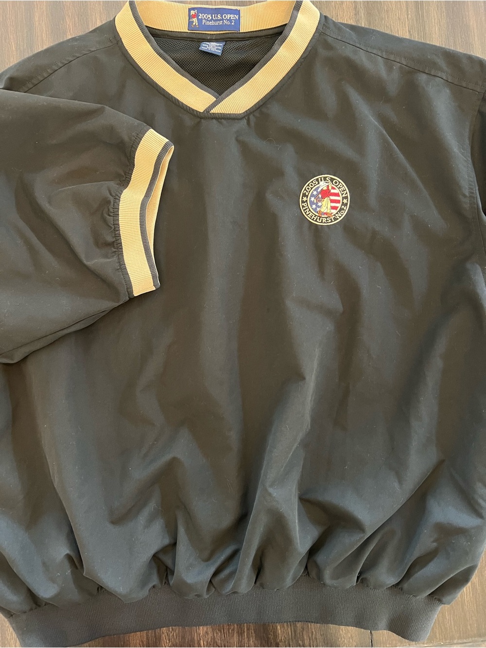 Vintage 2005 U.S. Open Black Short-sleeve Pullover with Tan Trim